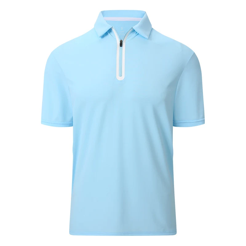 Men's Polo Shirt Short Sleeved Zipper Golf Sports Breathable Quick Dry Comfort Performance Athletic Fit — photo 6