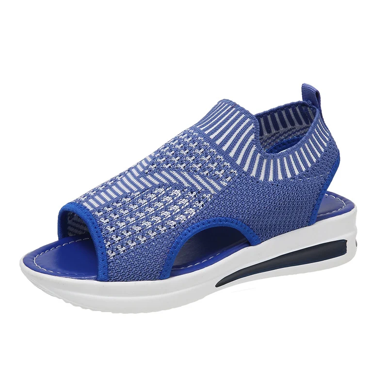 Title 7, Blauwe casual Flyknit sandalen in grote maten. ...