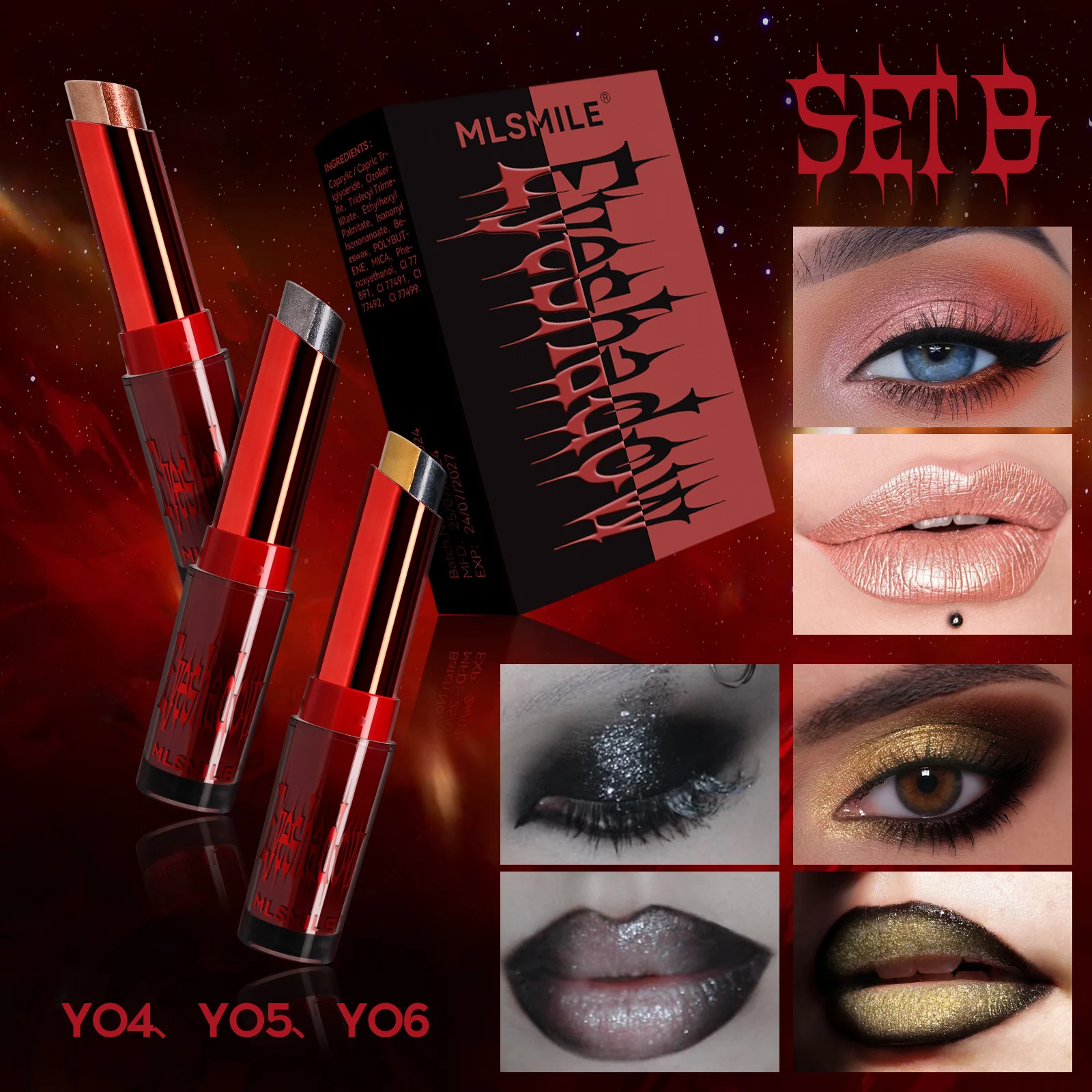 Title 3, Two-color pearlescent eyeshadow stick, gradient...
