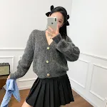 French Sweet Relaxed-fit Doll Collar Knitted Coat with Detachable Collar, offering comfort and style for any occasion. — photo 3