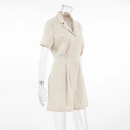 Title 6, Design Casual All-match Solid Color Jumpsuit Ne...