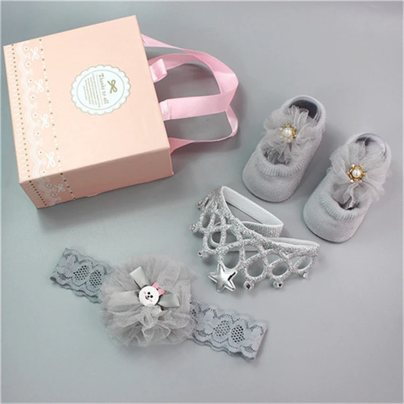 Baby Haarband Socken Set mit Schleife Weiche Socken & Stirnband für Neugeborene Perfekt als Geschenk Bequem & Süß für Babys Mädchen — foto 9