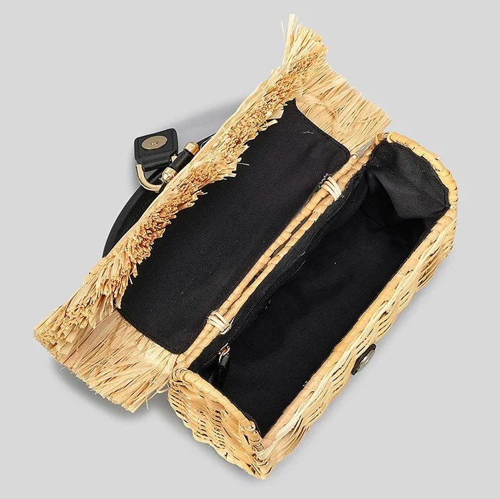 Bolsa de mão artesanal de palha para resort de praia rural, perfeita para transportar seus itens essenciais com estilo e conforto em suas viagens. — foto 12