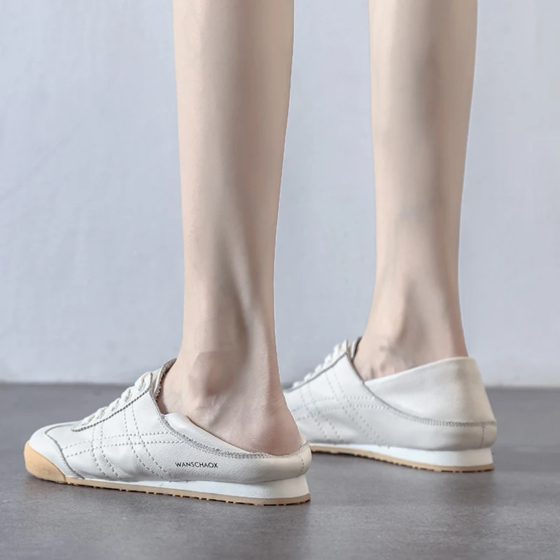 Title 14, White womens spring shoes, leather feel, super...