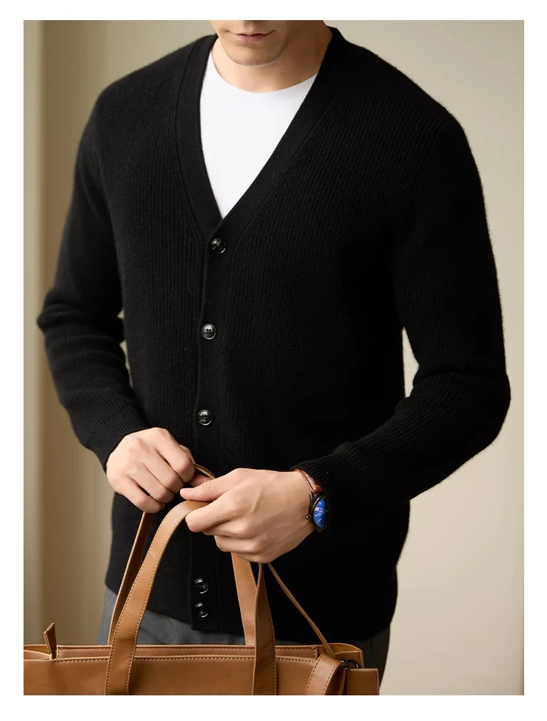 Title 5, Warmer Herren Cardigan aus Wolle, Strickmantel ...