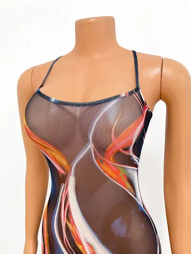 Title 9, Fashion Sexy Mesh See-Through Suspenders Jumpsuit