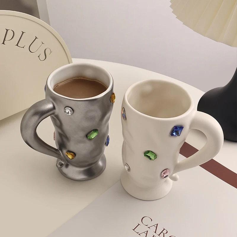 Gem Mug High-grade Coffee Cup Light Luxury Good-looking Lovers Ceramic Cup. Enjoy your coffee in style and elegance with — photo 2
