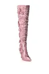 Botas acima do joelho de tecido de seda com rebites e rosas, para um visual sofisticado e elegante, com design exclusivo e charmoso. — foto 6