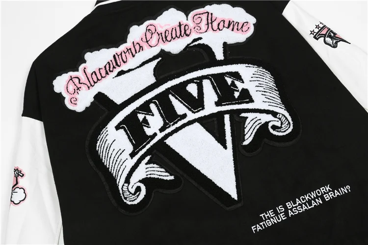 Title 4, Jaqueta de beisebol uniforme estampada e bordad...
