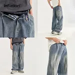 Gepersonaliseerde straight jeans voor heren met hoge taille, geborsteld en distressed. Comfortabele en modieuze jeans. — foto 3