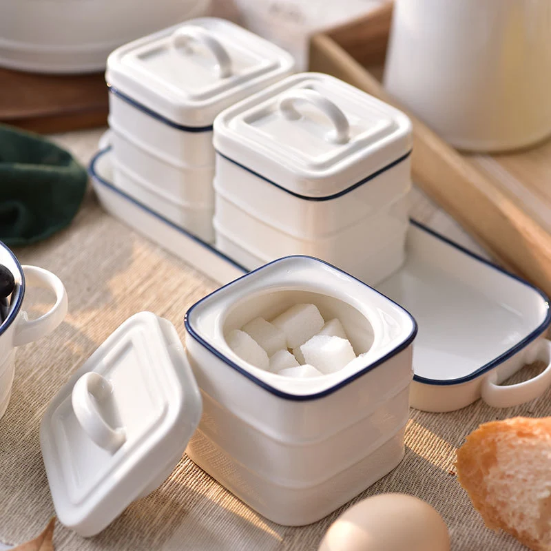 Title 1, Nordic Ceramic Household Seasoning Jar Set. Ele...