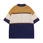Camisa de malha retrô japonesa com botões e mangas curtas, ideal para um visual vintage e confortável, perfeita para o verão. — foto 10