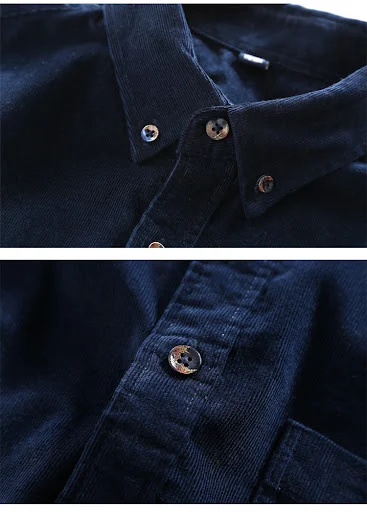 Title 5, Camisa masculina de veludo cotelê japonesa casu...