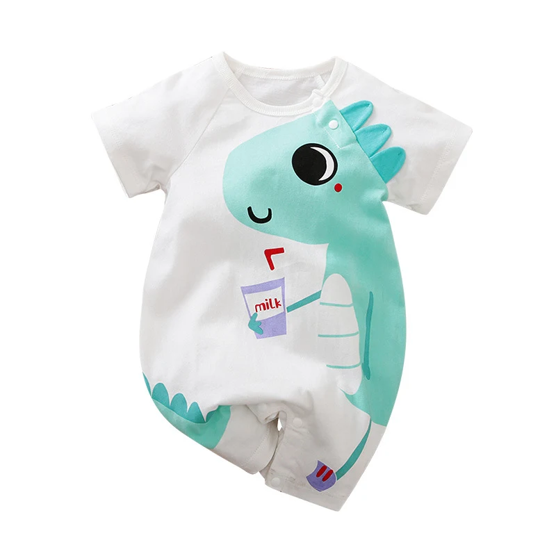 Macacão infantil Classe A com desenho animado manga curta, perfeito para o verão, leve e respirável, ideal para brincar e dormir, fácil de vestir. — foto 3