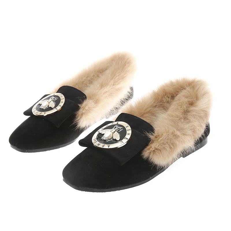 Little Bee Flip Hair Korean Style Square Toe Flat One-Piece Women's Shoes in large sizes, comfortable, stylish and perfe — photo 1