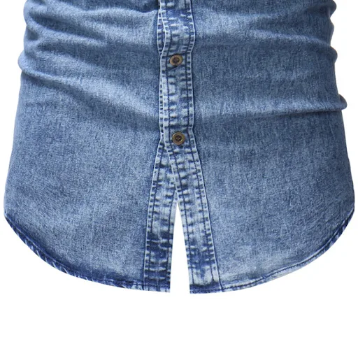 Title 9, Effen gekleurde heren denim overhemd met gerimp...