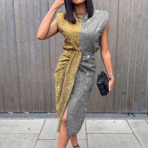 Title 5, Printed Sleeveless Lace Pleated Dress