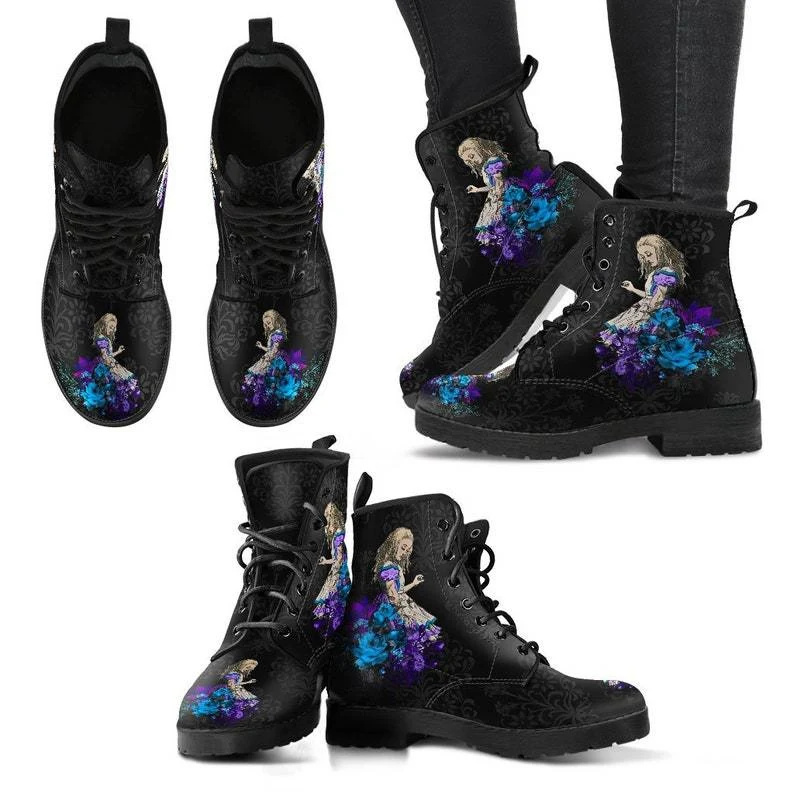 Botas de combate góticas de cuero vegano con estampado, ideales para un estilo audaz y moderno, cómodas y duraderas. — foto 5