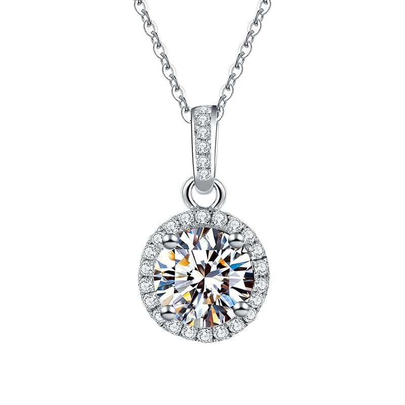 Colar de noite de lua cheia feminino, pingente redondo simples com micro diamantes, design elegante e sofisticado. — foto 9