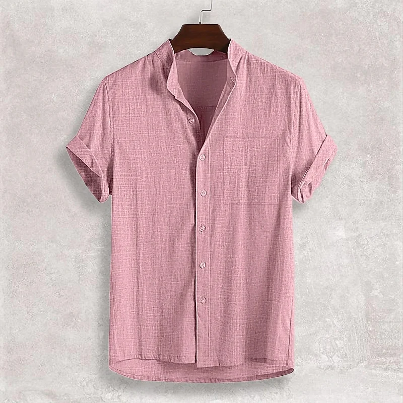 Cardigan homme en coton col montant manches courtes fin idéal pour l'été respirant et léger confort optimal style décontracté et moderne — photo 7
