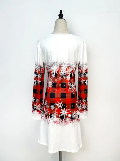 Title 4, Christmas Snowflake Plaid Gradient Mini Dress