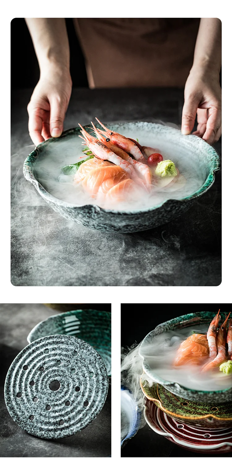 Title 7, Prato de cerâmica para sashimi com gelo seco