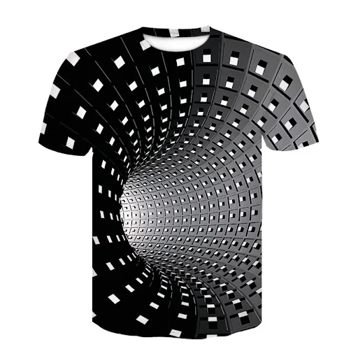 Title 7, Black and White 3D Graphic Printed T-Shirt