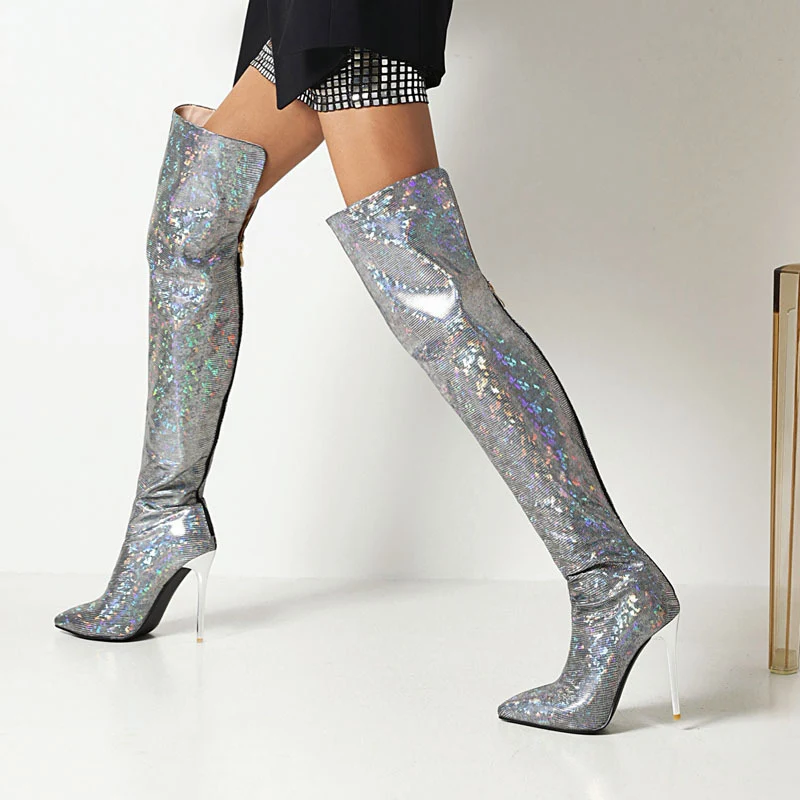 Pointed Toe Stiletto Back Zip Over Knee Boots for a bold, stylish look. These boots are perfect for adding a touch of el — photo 5