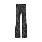 Calças jeans retas folgadas com tingimento sujo e enceradas. Jeans soltas para um visual retrô e desgastado, perfeito para um estilo casual moderno. — foto 2