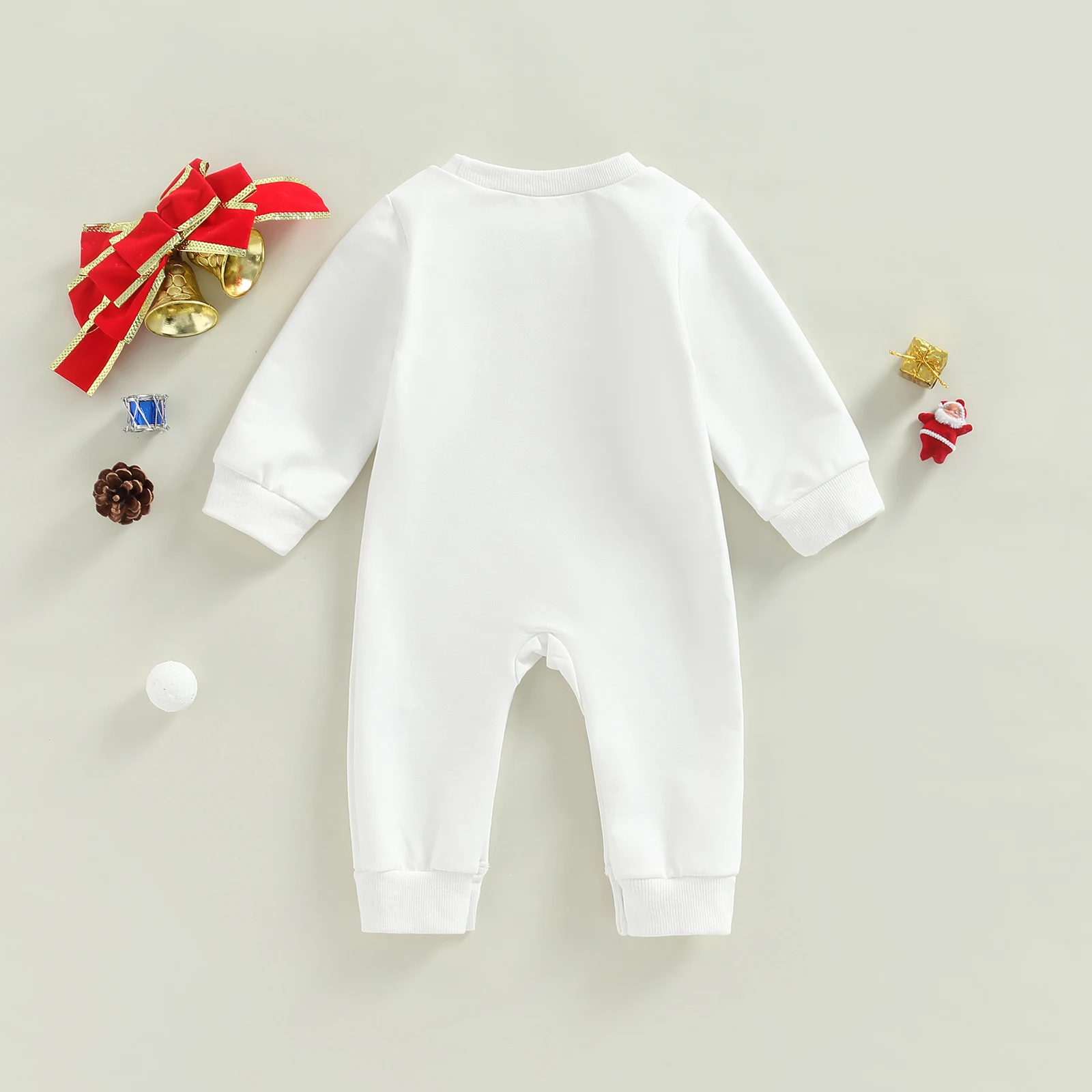 Macacão Casual de Bebê Fofinho com Tema Natalino, perfeito para celebrar o Natal com conforto e um toque festivo, ideal para seu bebê. — foto 3