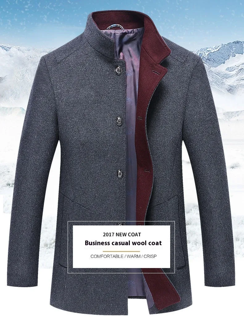 Title 2, Autumn and Winter New Woolen Coat Slim-fit Yout...