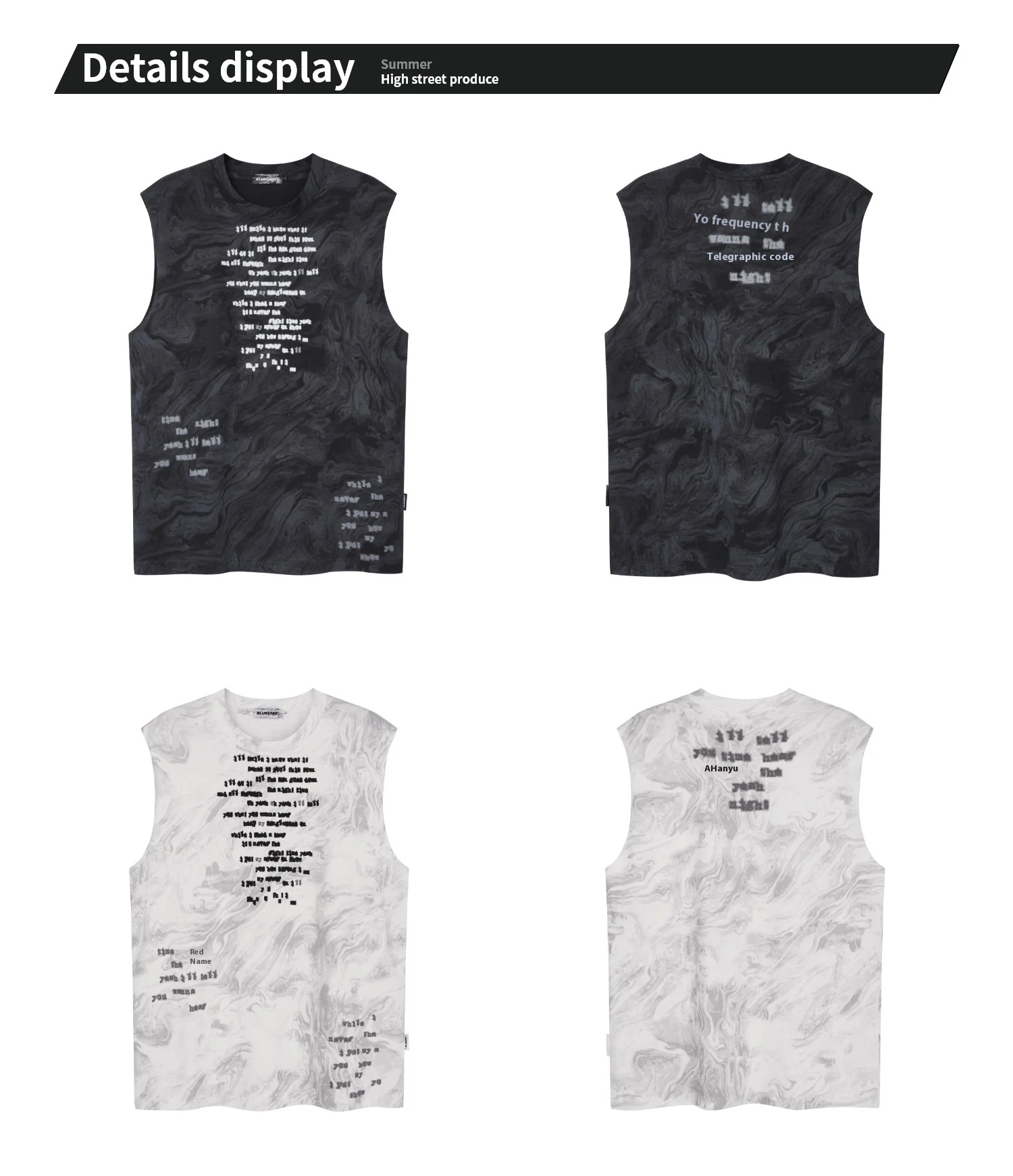 Title 5, Vintage Batik Ink Letter Printing Tank Top Vest...