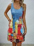 Casual Printed Sleeveless U-neck Dress – a comfortable and stylish choice for everyday wear. Perfect for warm weather, h — photo 10