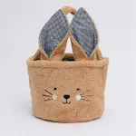 Brown Checked Cloth Basket