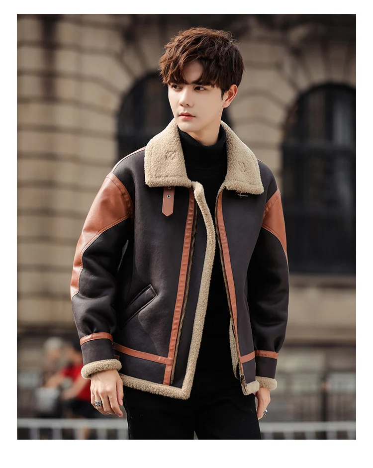 Cappotto da uomo elegante con interno in pile integrato, spesso, casual e alla moda. Comfort e stile per l'uomo moderno. — foto 4