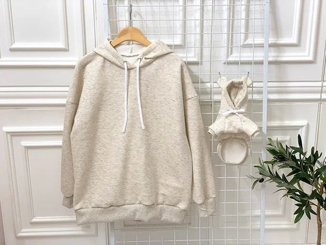 Niedliches Bärenohr-Haustier-Kapuzenpullover-Eltern-Kind-Outfit — foto 3