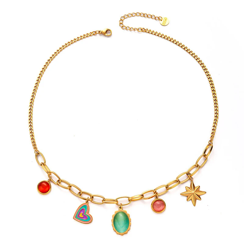 Title 2, Mode Candy Love Hart Kleur Edelsteen Ketting, i...