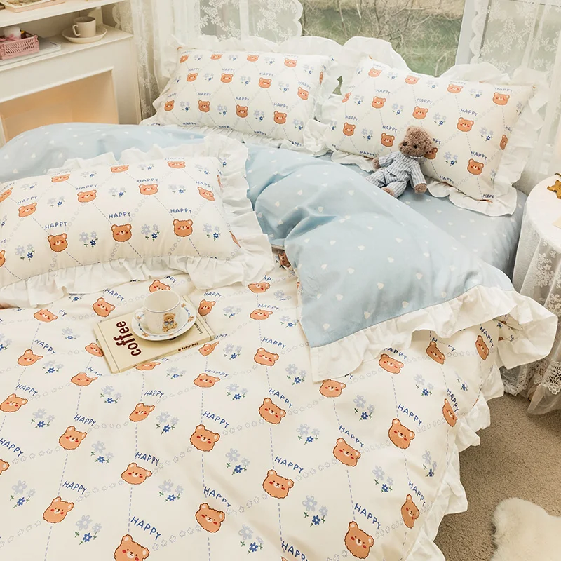 Korean Bed Skirt Pure Cotton Bed Four-piece Set 100% Cotton, soft and breathable for a comfortable and restful night's s — photo 5