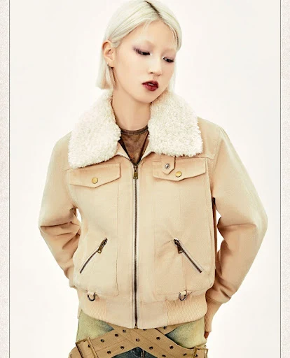 Title 10, American Retro Patchwork Fur Collar Coat, a war...