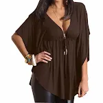 Bat Sleeve T-shirt Top Ladies Solid Color Shirt — photo 4