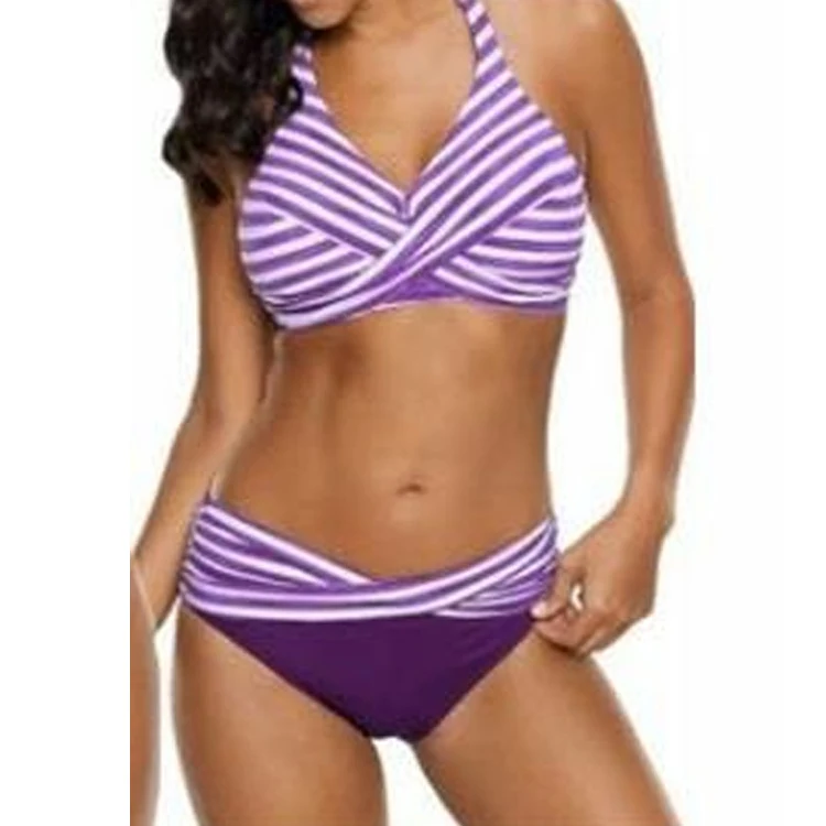 Title 6, Dames Gather Bikini marine gestreept split badp...