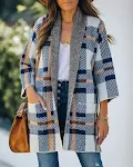 New Autumn And Winter Plaid Pocket Loose Cardigan Jacket — photo 2