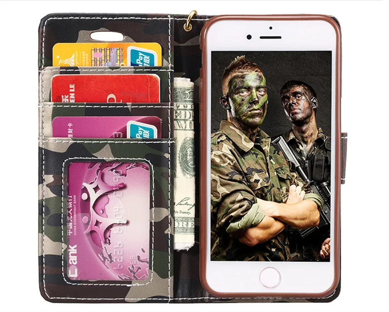Title 4, Capa de telefone dobrável de couro com camuflag...