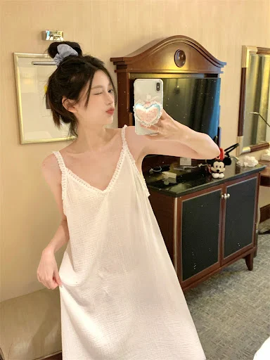 Title 12, V-neck Comfortable Suspender Skirt Pure Cotton ...