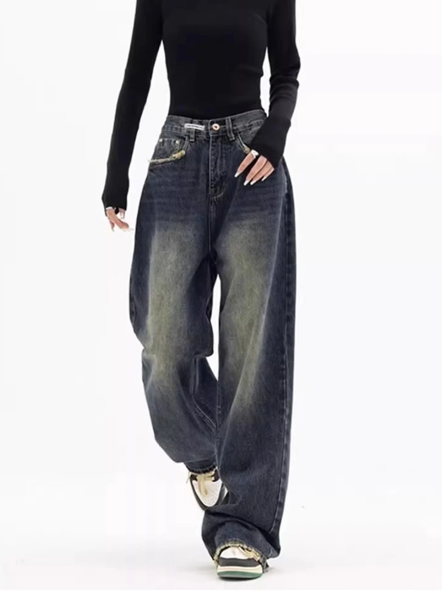 Title 3, Plus size dames jeans met hoge taille, losse pa...