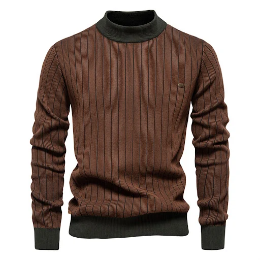 Title 6, Blusa masculina slim com gola alta e listras. C...
