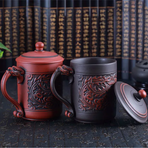 Title 3, Chinese Embossed Dragon and Phoenix Tea Cup for...