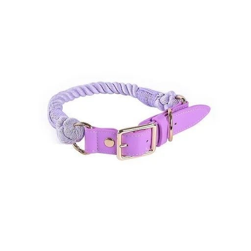 Title 11, Cotton Rope Woven Leather Dog Leash Collar Set ...