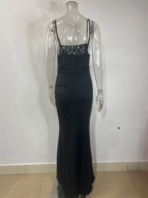 Title 28, Fishbone Pleated Backless Fishtail Skirt Dress