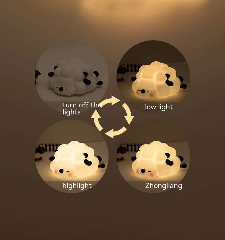 Title 5, Cute Silicone Night Light Sheep Cartoon Bedroom...